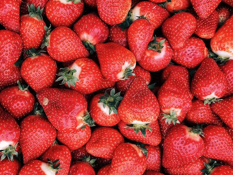 Fraise tranchée montrant sa chair rouge riche en anthocyanes - bienfaits nutritionnels de la fraise