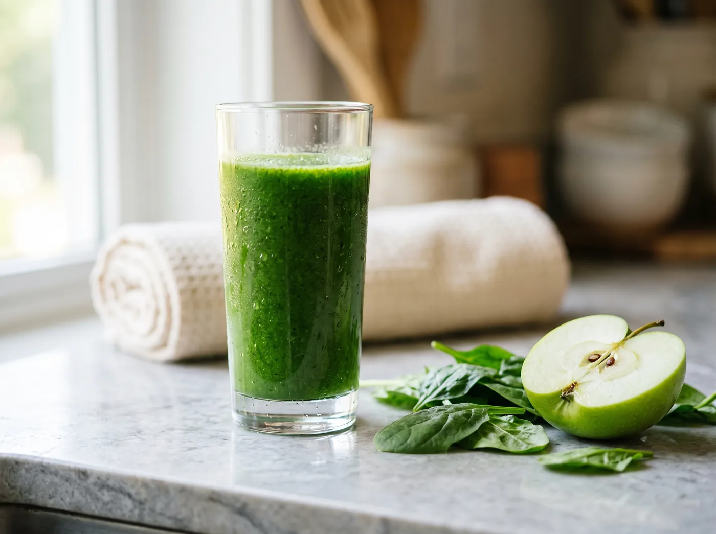 Jus vert aux épinards et pomme verte pour la récupération sportive - Spiruline et performance | Joy Juice